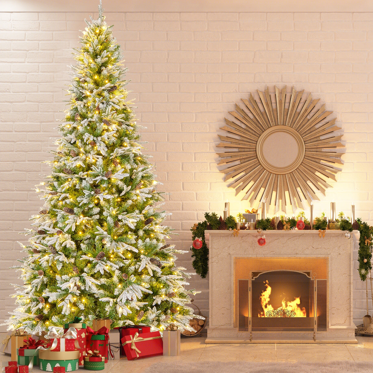 6/7.5/9 FT Pre-Lit Artificial Christmas Tree with 765/1135/1871 Tips and 280/470/690 Warm-White LED Lights-L-Christmas Trees-DECOROLALA