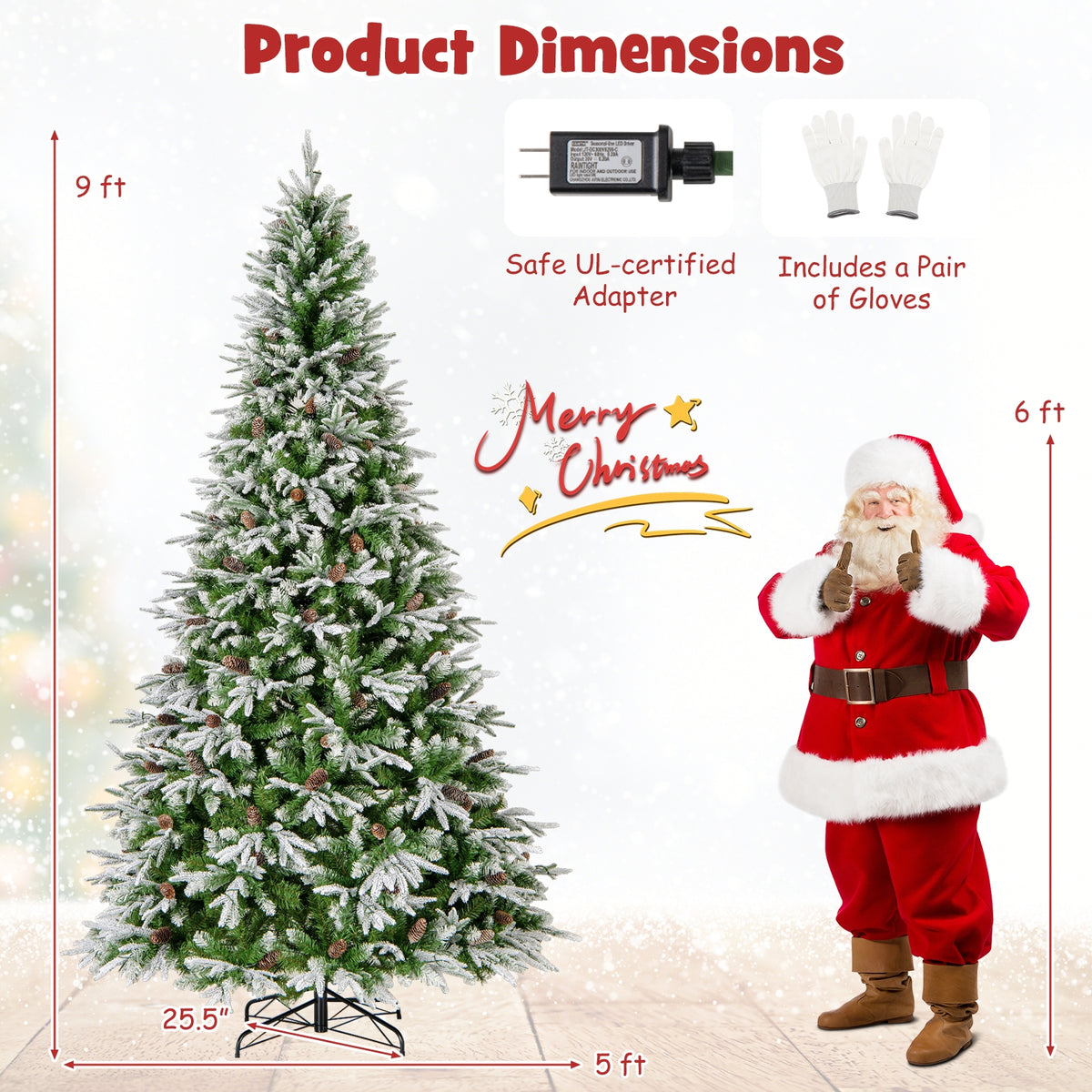 6/7.5/9 FT Pre-Lit Artificial Christmas Tree with 765/1135/1871 Tips and 280/470/690 Warm-White LED Lights-L-Christmas Trees-DECOROLALA