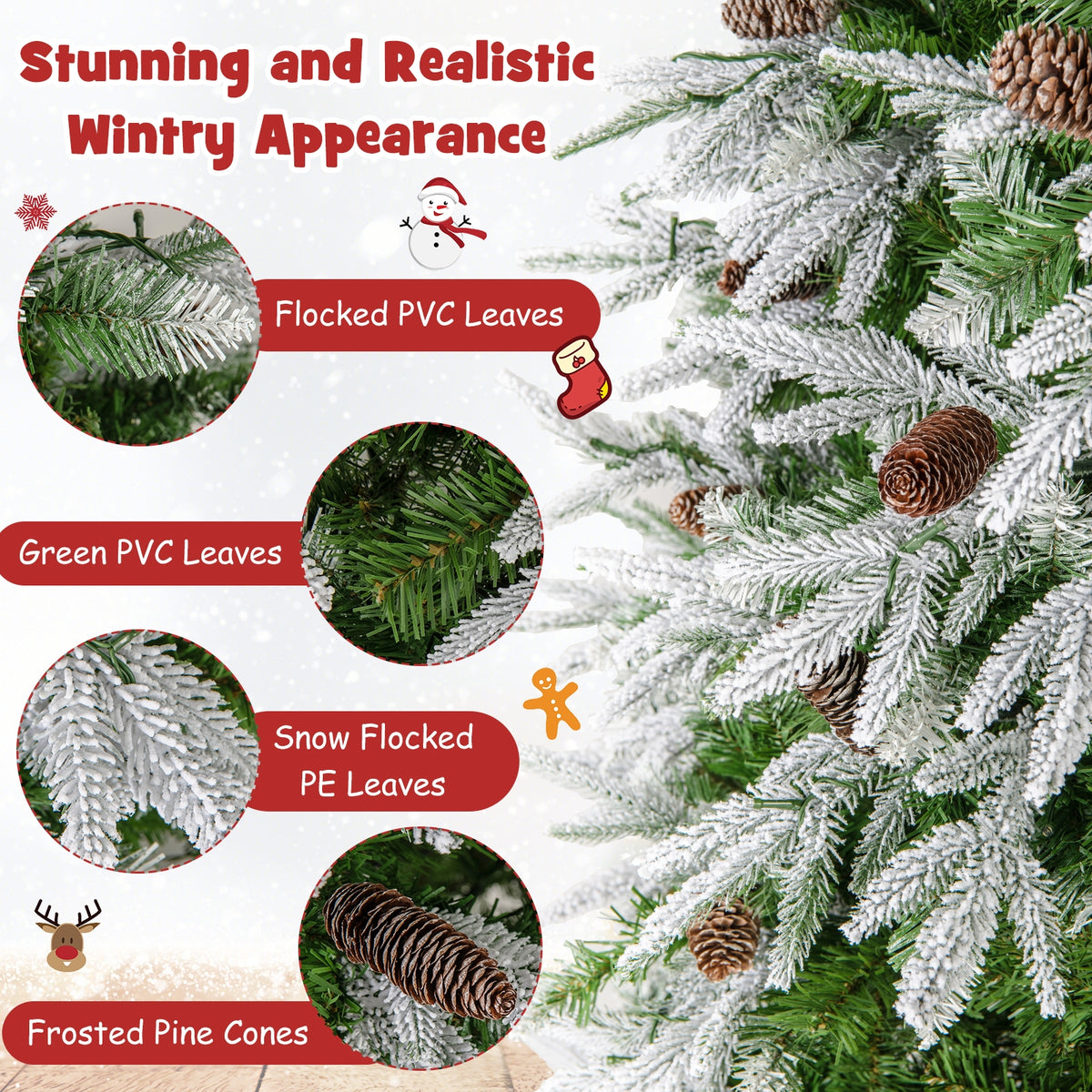 6/7.5/9 FT Pre-Lit Artificial Christmas Tree with 765/1135/1871 Tips and 280/470/690 Warm-White LED Lights-L-Christmas Trees-DECOROLALA