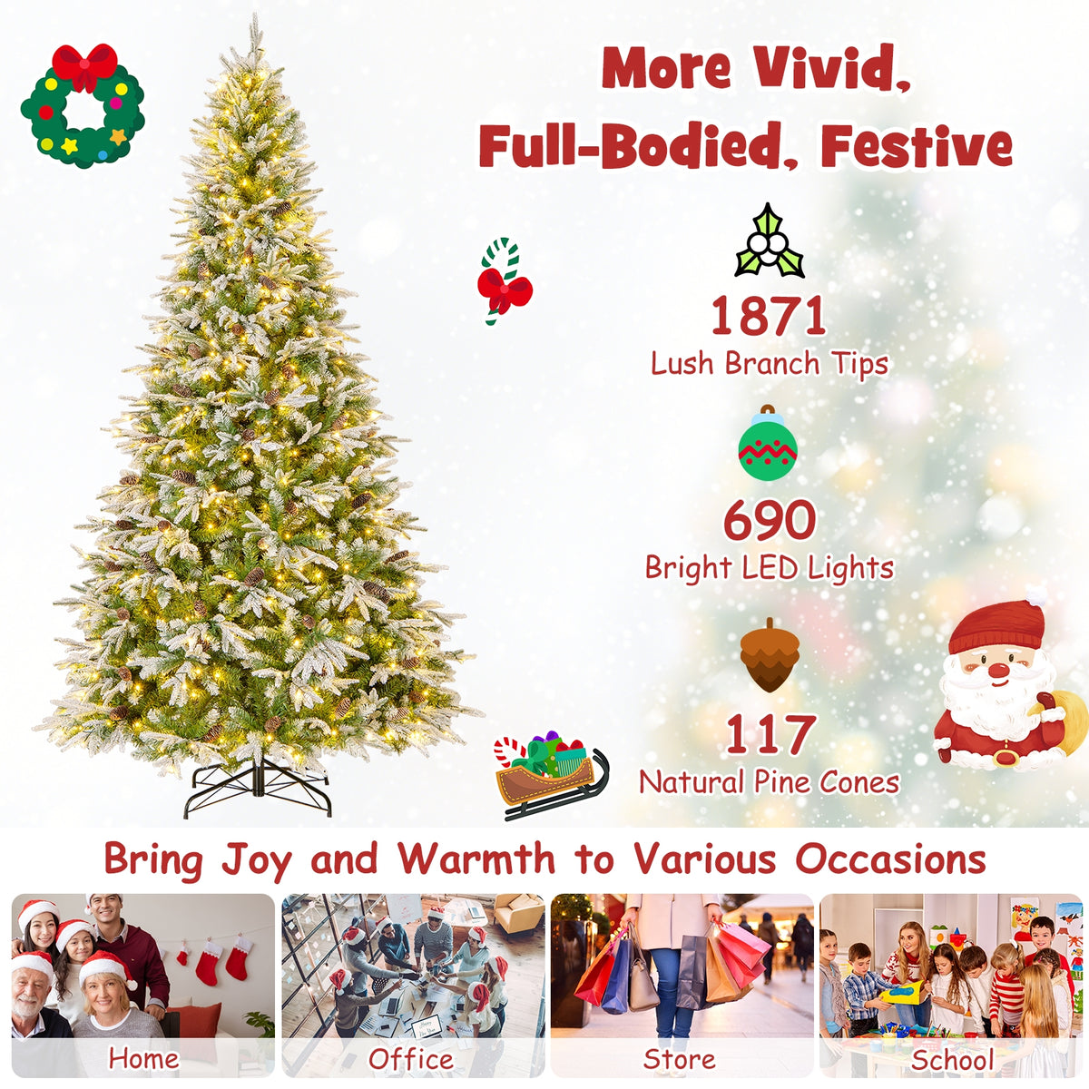 6/7.5/9 FT Pre-Lit Artificial Christmas Tree with 765/1135/1871 Tips and 280/470/690 Warm-White LED Lights-L-Christmas Trees-DECOROLALA