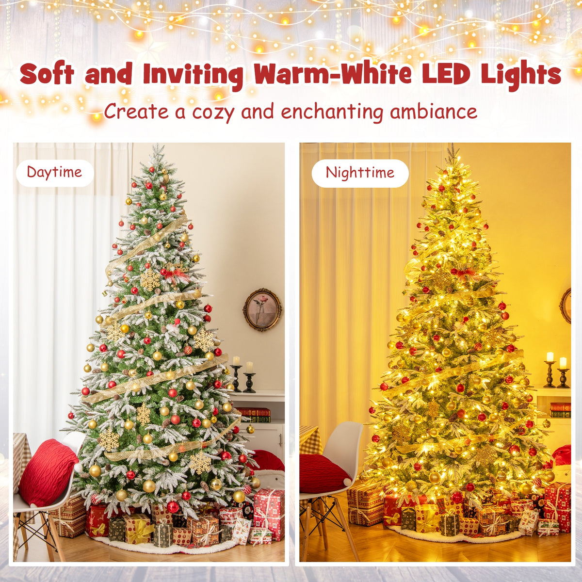 6/7.5/9 FT Pre-Lit Artificial Christmas Tree with 765/1135/1871 Tips and 280/470/690 Warm-White LED Lights-L-Christmas Trees-DECOROLALA