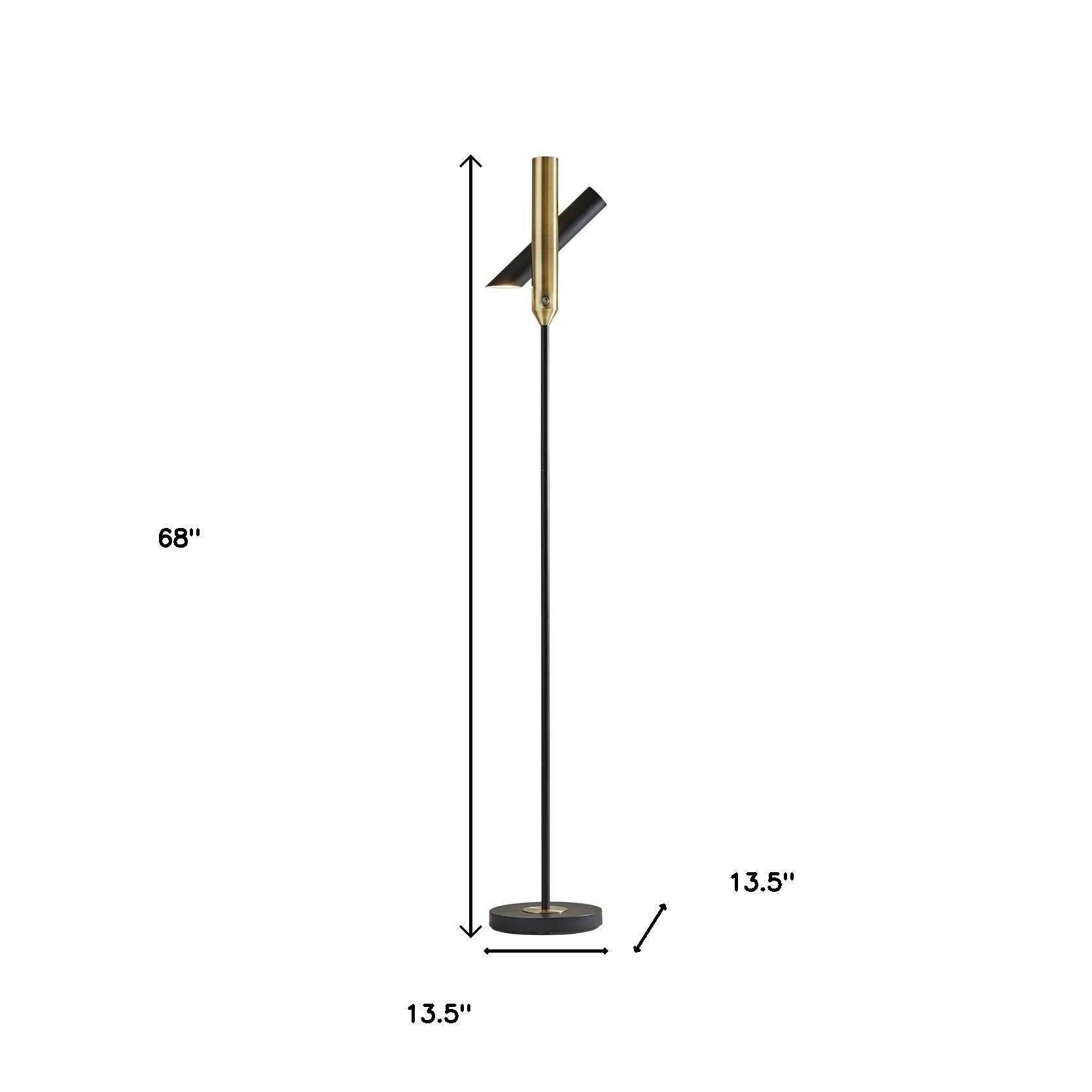 68" Black Metal LED Floor Lamp With Black Metal Cylinder Shade-Floor Lamps-DECOROLALA