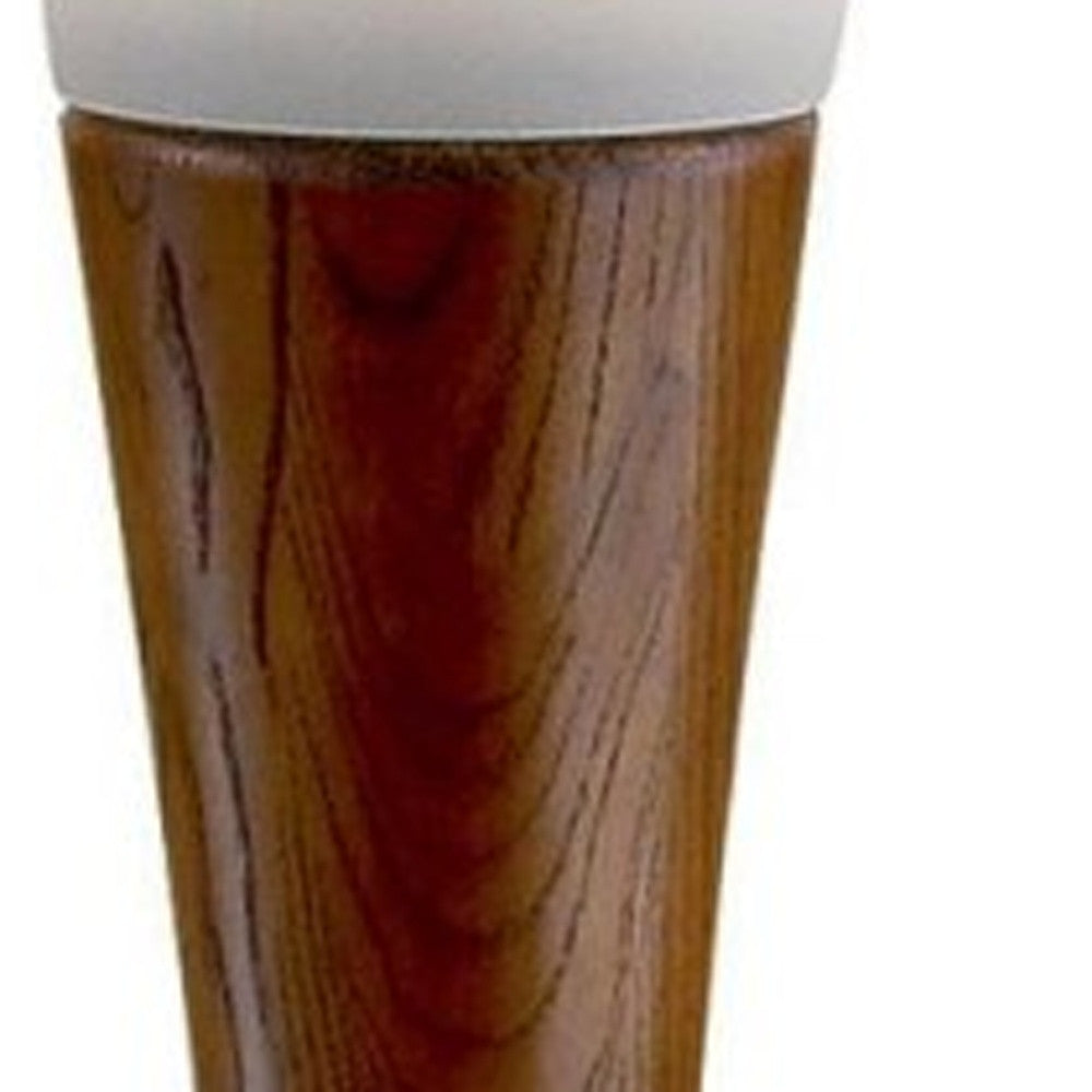 68" Brown And White Solid Wood Novelty Floor Lamp With White Acrylic Cone Shade-Floor Lamps-DECOROLALA