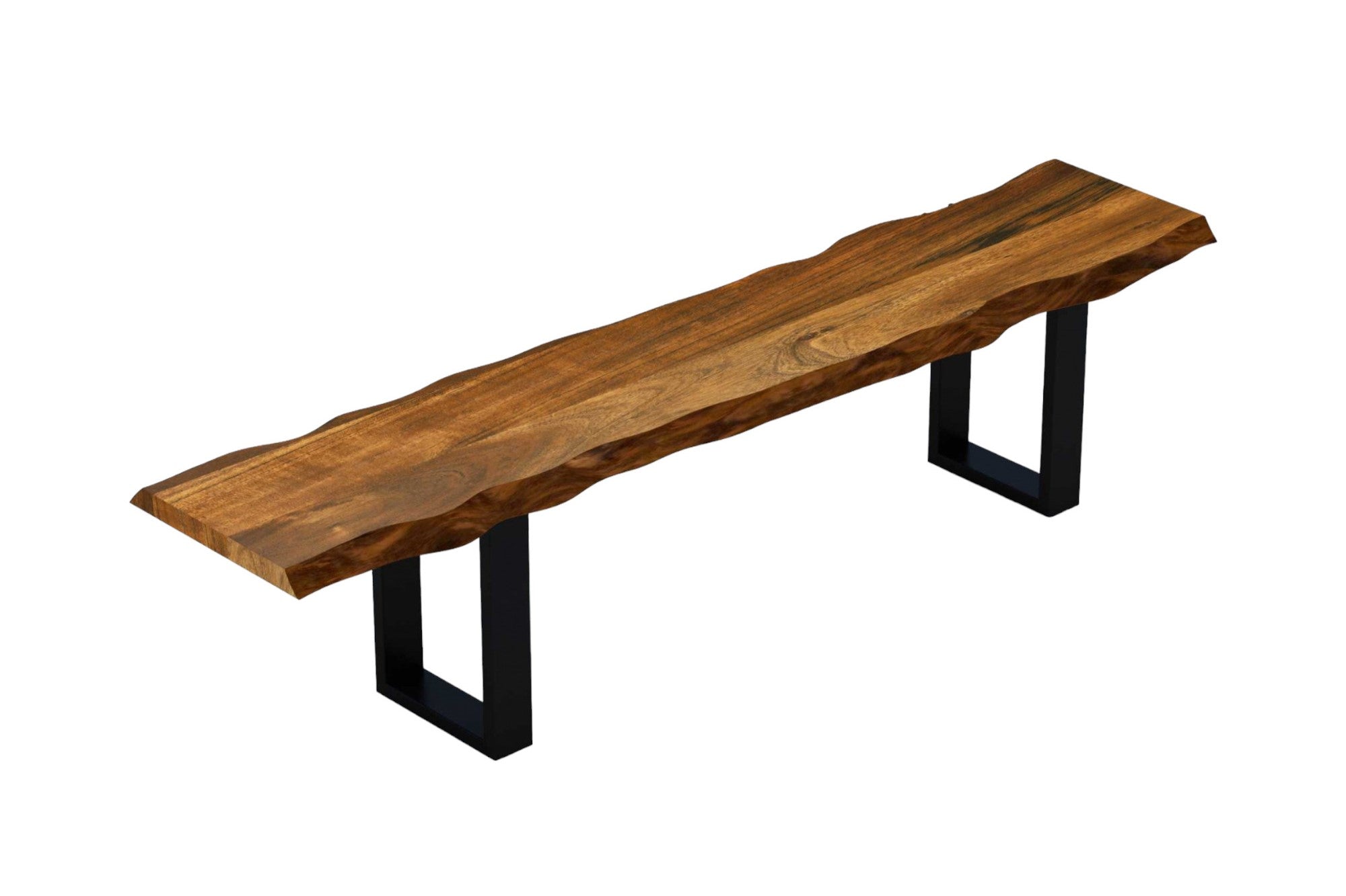68" Brown and Black Live Edge Solid Wood Dining Bench-Benches-DECOROLALA