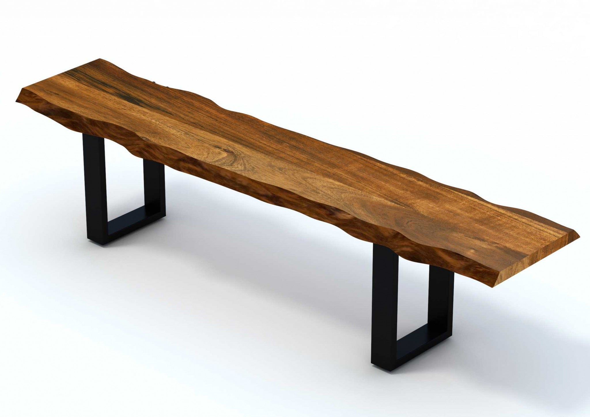 68" Brown and Black Live Edge Solid Wood Dining Bench-Benches-DECOROLALA