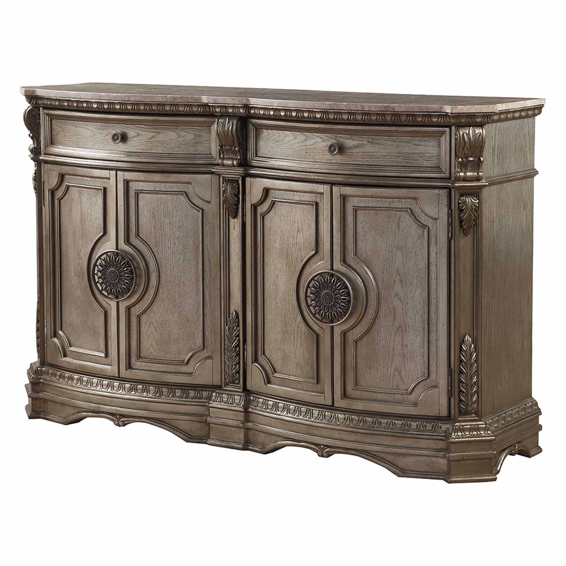 68" Champagne Solid Wood Two Drawer Server-Sideboards-DECOROLALA
