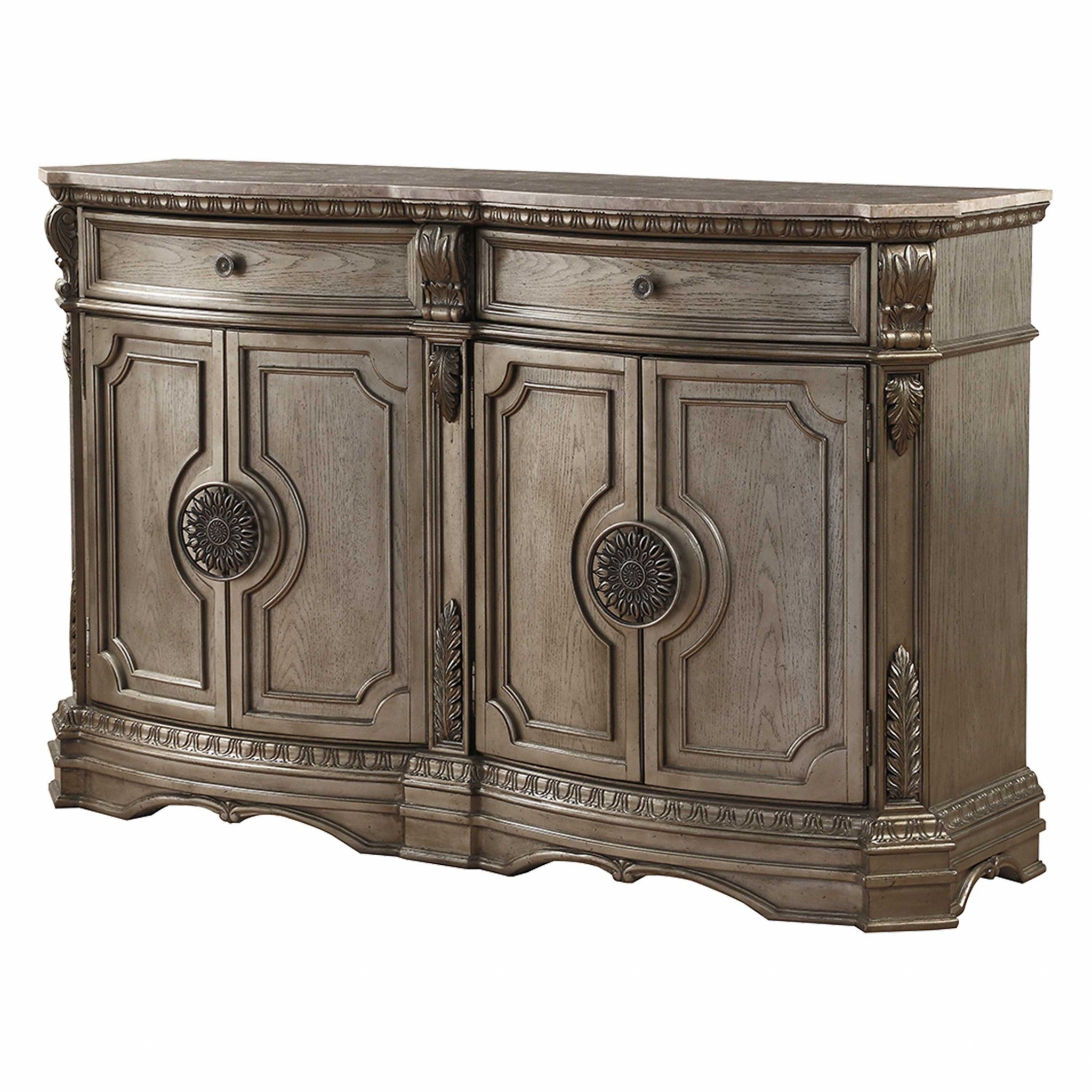 68" Champagne Solid Wood Two Drawer Server-Sideboards-DECOROLALA
