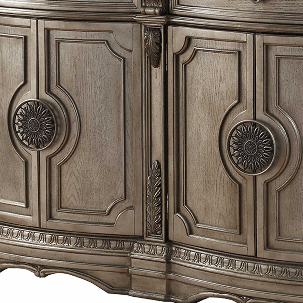 68" Champagne Solid Wood Two Drawer Server-Sideboards-DECOROLALA