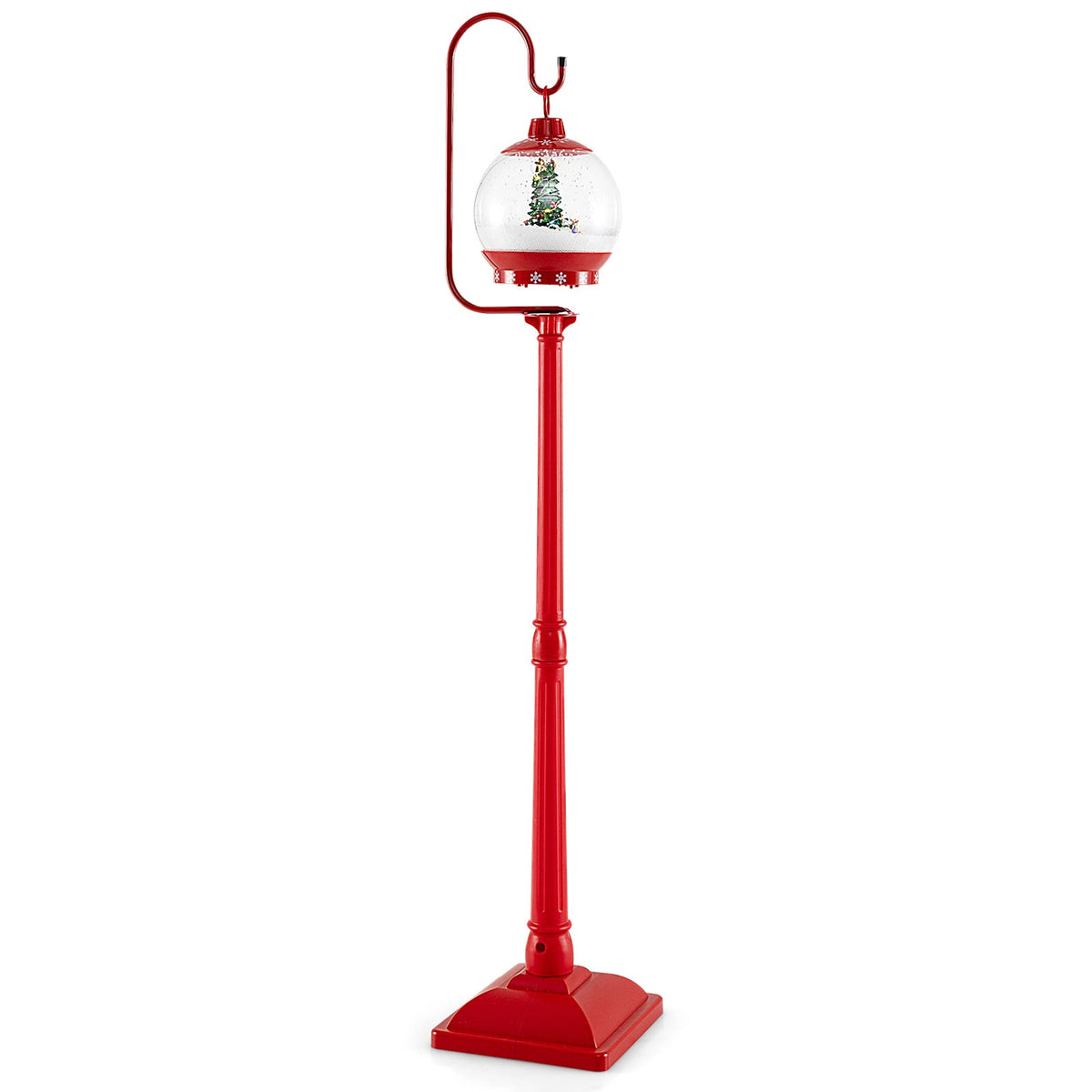 68 Inch Festive Musical Christmas Street Lamp Post with Snow Globe Lantern-Red-Christmas Decorations & Accessories-DECOROLALA