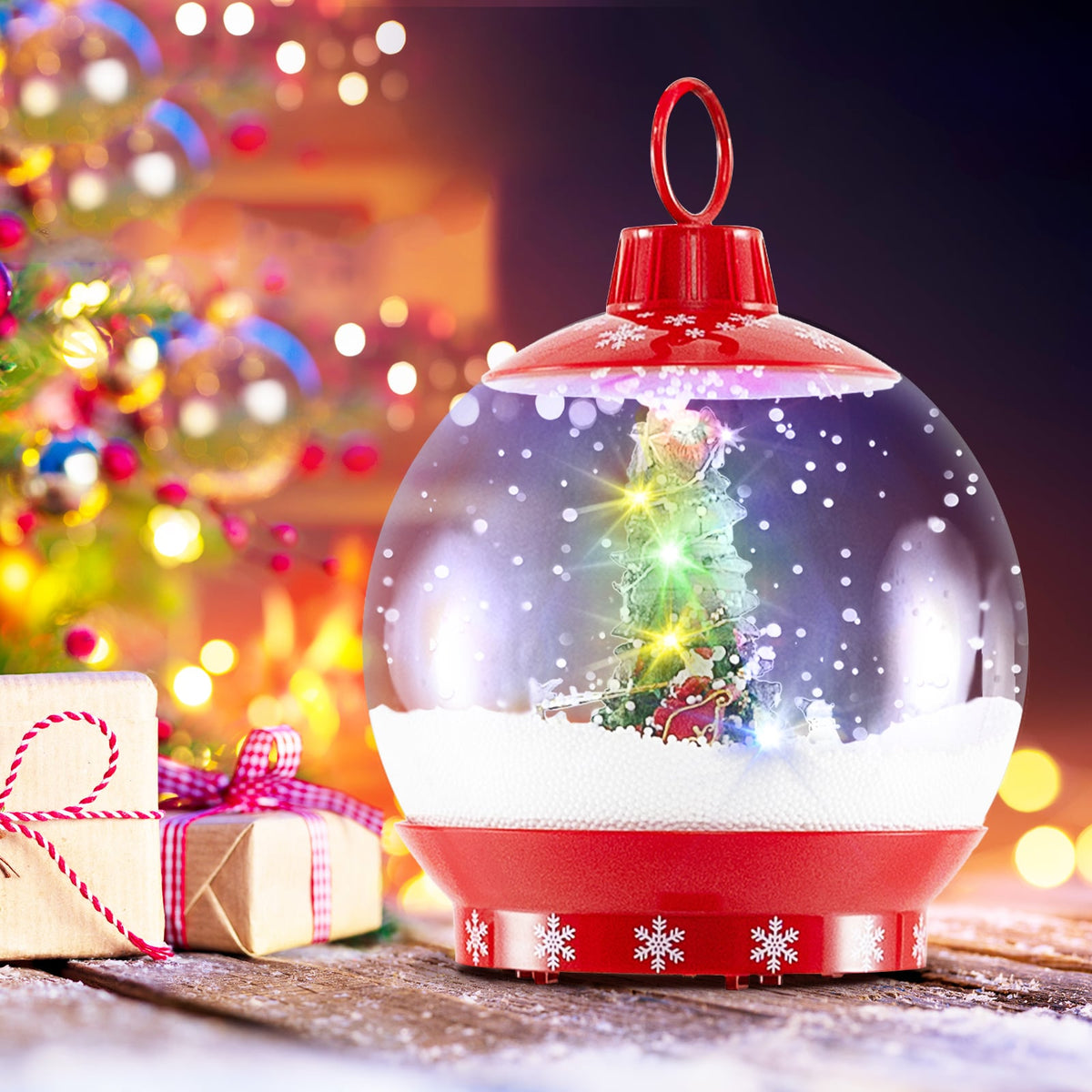 68 Inch Festive Musical Christmas Street Lamp Post with Snow Globe Lantern-Red-Christmas Decorations & Accessories-DECOROLALA