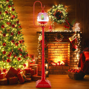 68 Inch Festive Musical Christmas Street Lamp Post with Snow Globe Lantern-Red-Christmas Decorations & Accessories-DECOROLALA