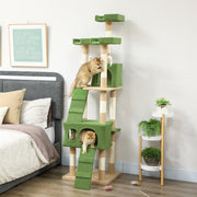 68" Multi-Level Cat Tree Tower with 2 Condos & Sisal Posts - Green-Cats-DECOROLALA