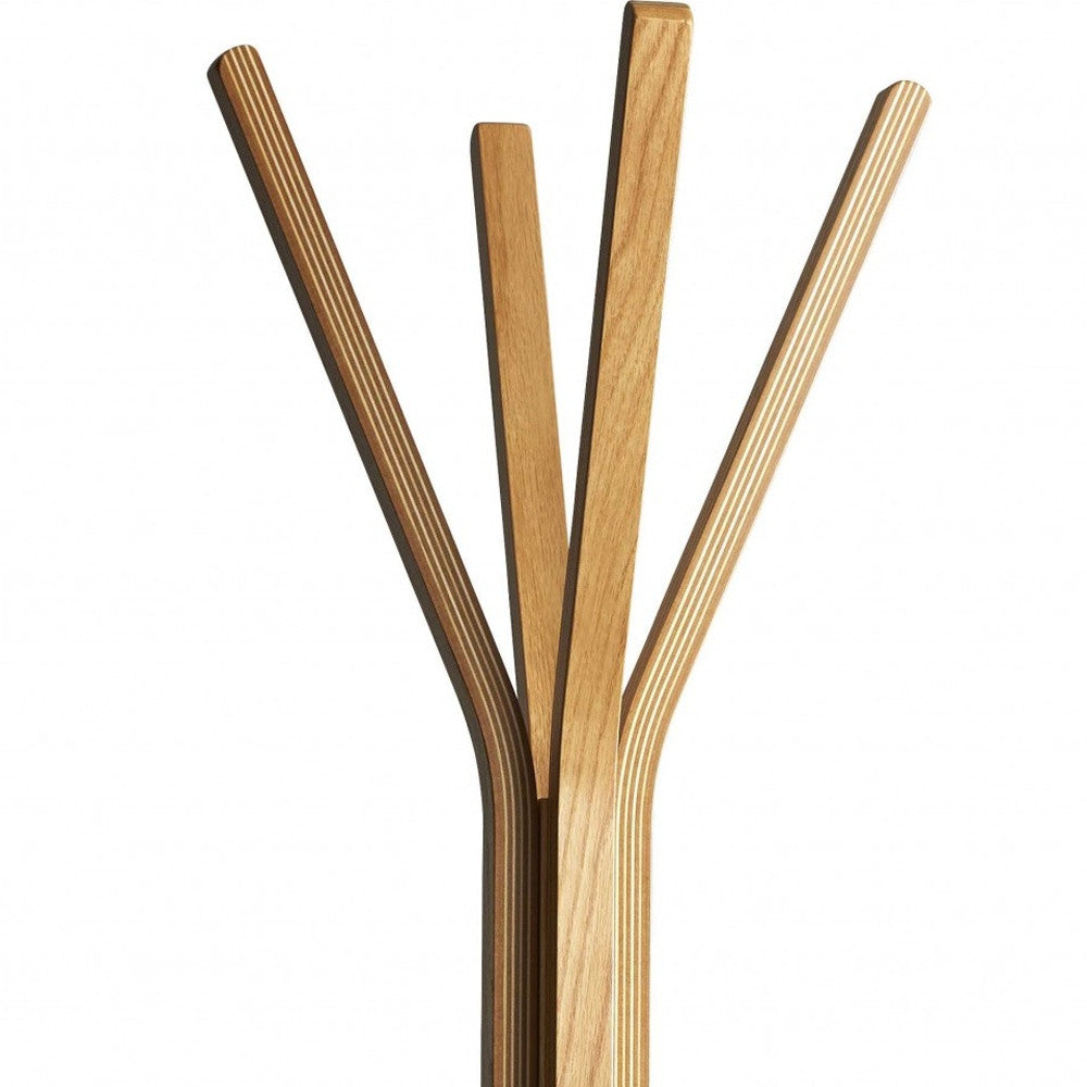 68" Natural Modern Wood Coat Tree Rack-Coat Hangers-DECOROLALA