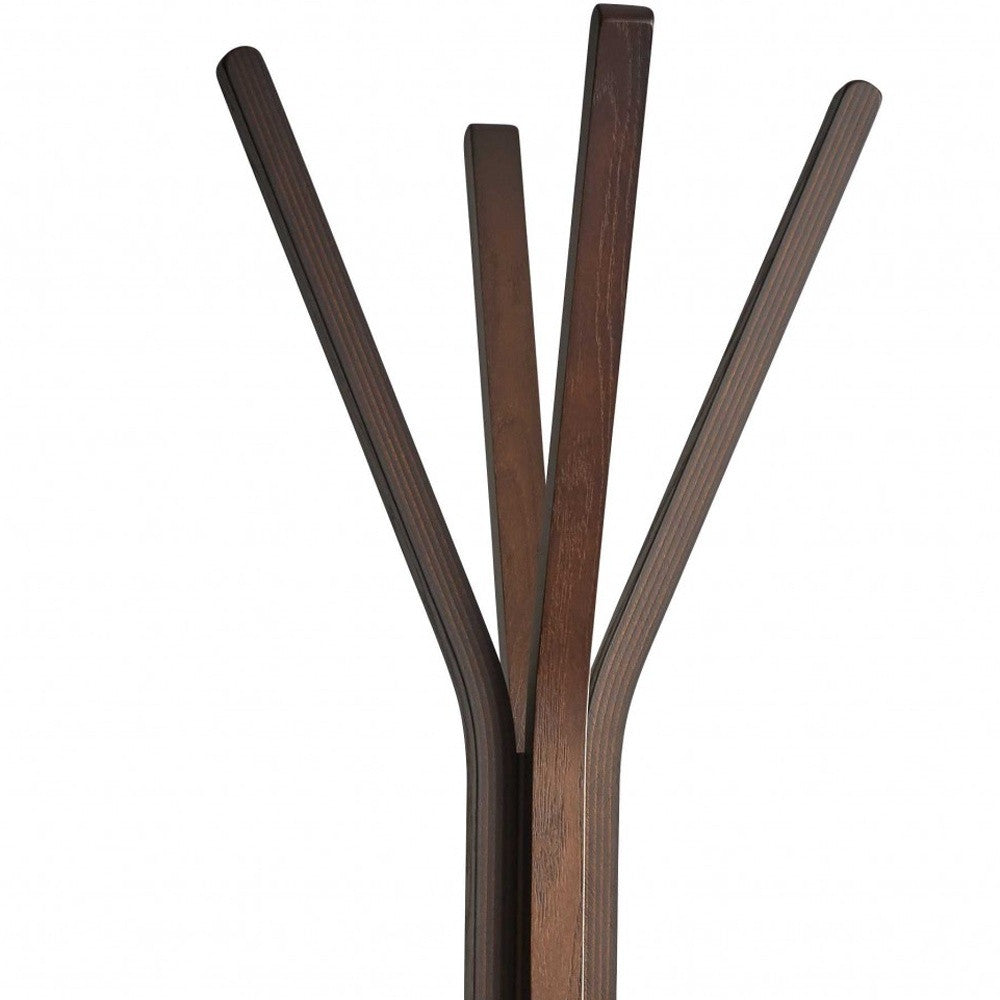 68" Natural Modern Wood Coat Tree Rack-Coat Hangers-DECOROLALA