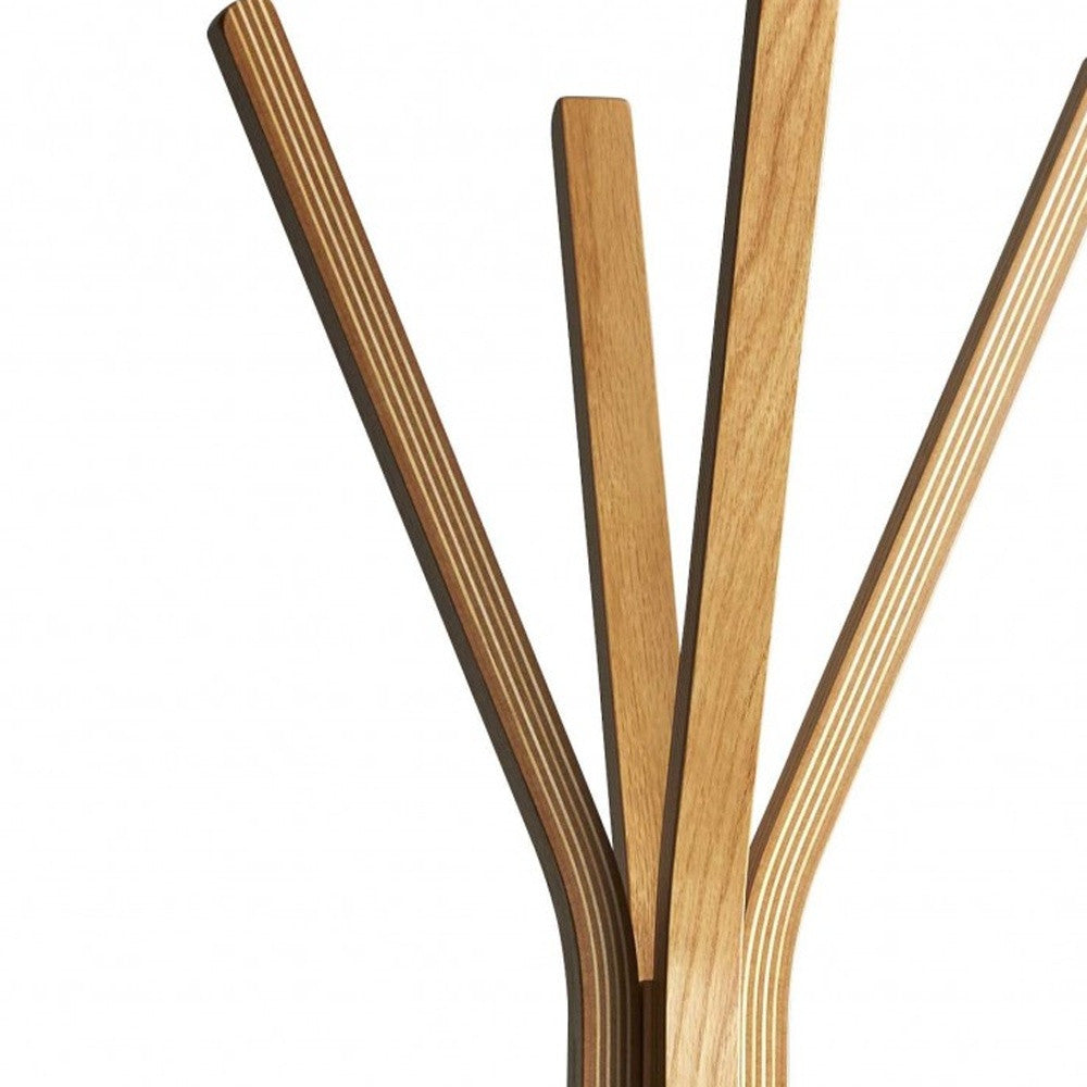 68" Natural Modern Wood Coat Tree Rack-Coat Hangers-DECOROLALA
