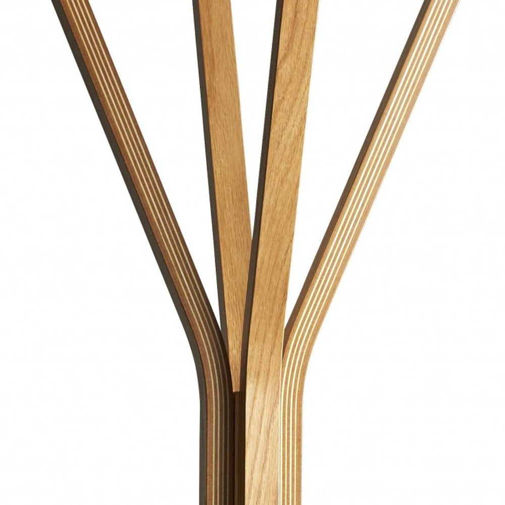 68" Natural Modern Wood Coat Tree Rack-Coat Hangers-DECOROLALA