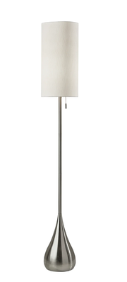 68" Silver Floor Lamp With White Fabric Drum Shade-Floor Lamps-DECOROLALA