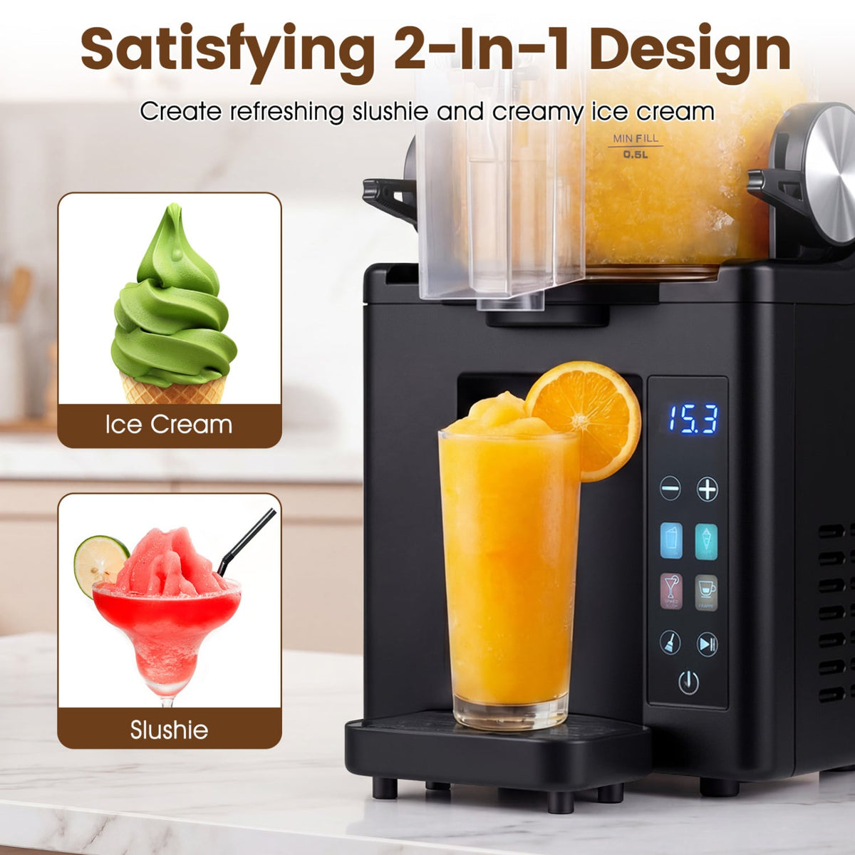 68 oz Frozen Drink Maker and Slushy Machine for Home-Black-Slushie Machine-DECOROLALA