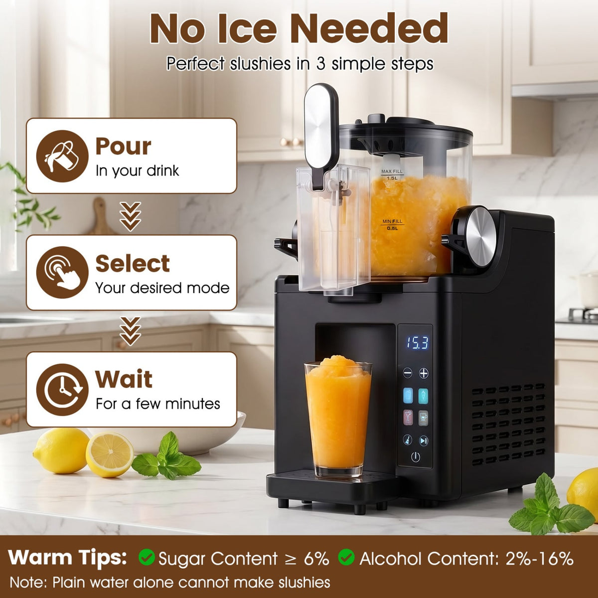 68 oz Frozen Drink Maker and Slushy Machine for Home-Black-Slushie Machine-DECOROLALA