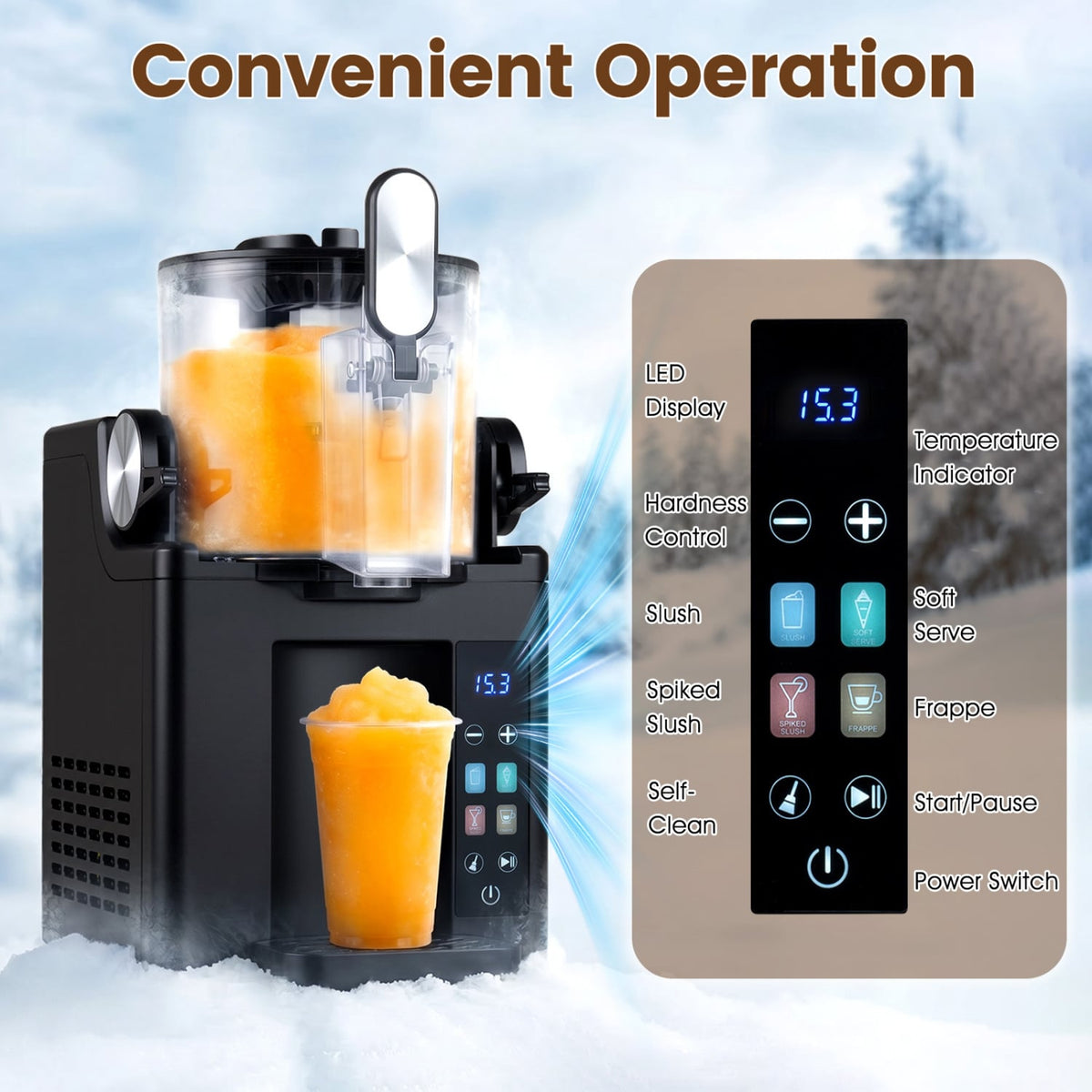 68 oz Frozen Drink Maker and Slushy Machine for Home-Black-Slushie Machine-DECOROLALA
