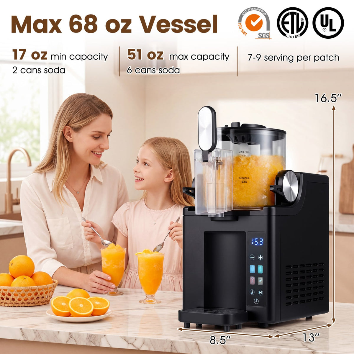 68 oz Frozen Drink Maker and Slushy Machine for Home-Black-Slushie Machine-DECOROLALA