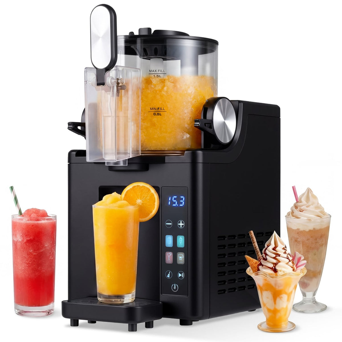 68 oz Frozen Drink Maker and Slushy Machine for Home-Black-Slushie Machine-DECOROLALA