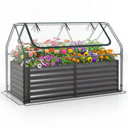 68 x 33 x 21 Inch Galvanized Raised Garden Bed with Cover-Black-Raised Garden Beds-DECOROLALA
