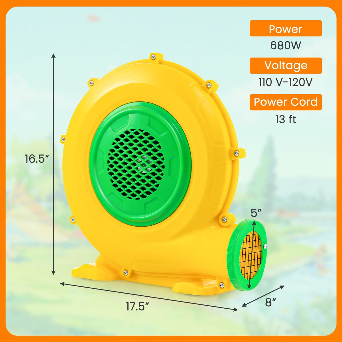 680W Air Blower Air Pump Fan with Convenient Handle and Ground Stakes-680W-Air Blowers-DECOROLALA