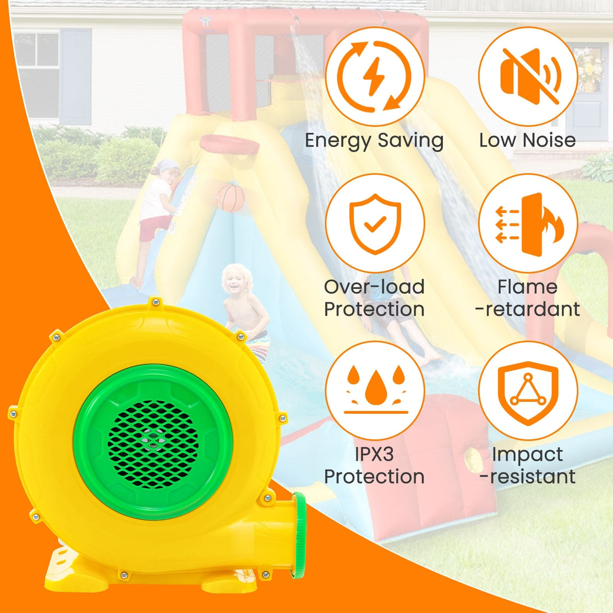 680W Air Blower Air Pump Fan with Convenient Handle and Ground Stakes-680W-Air Blowers-DECOROLALA