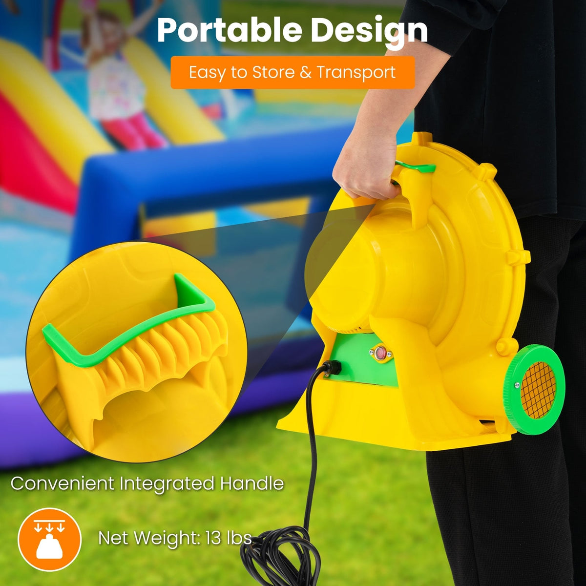 680W Air Blower Air Pump Fan with Convenient Handle and Ground Stakes-680W-Air Blowers-DECOROLALA