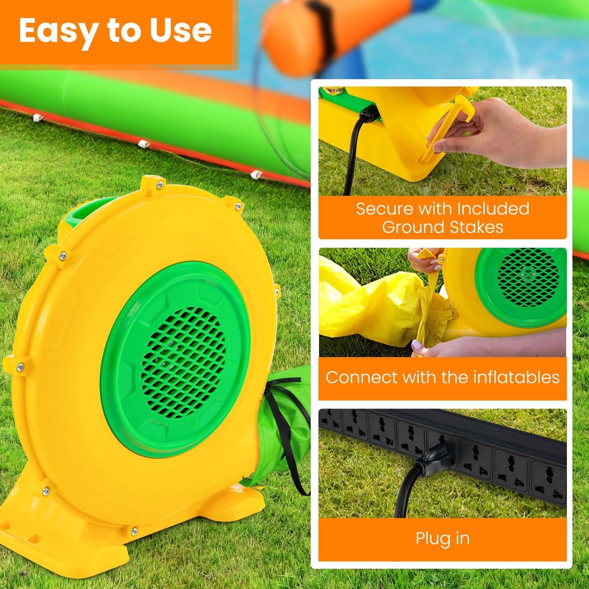 680W Air Blower Air Pump Fan with Convenient Handle and Ground Stakes-680W-Air Blowers-DECOROLALA