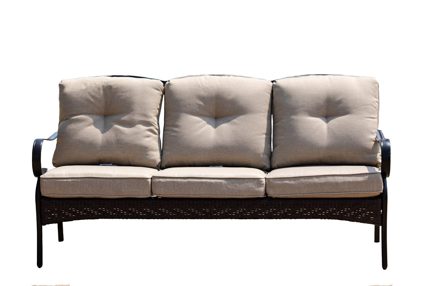 69" Beige Polyester Blend Settee With Black Legs-Sofas-DECOROLALA