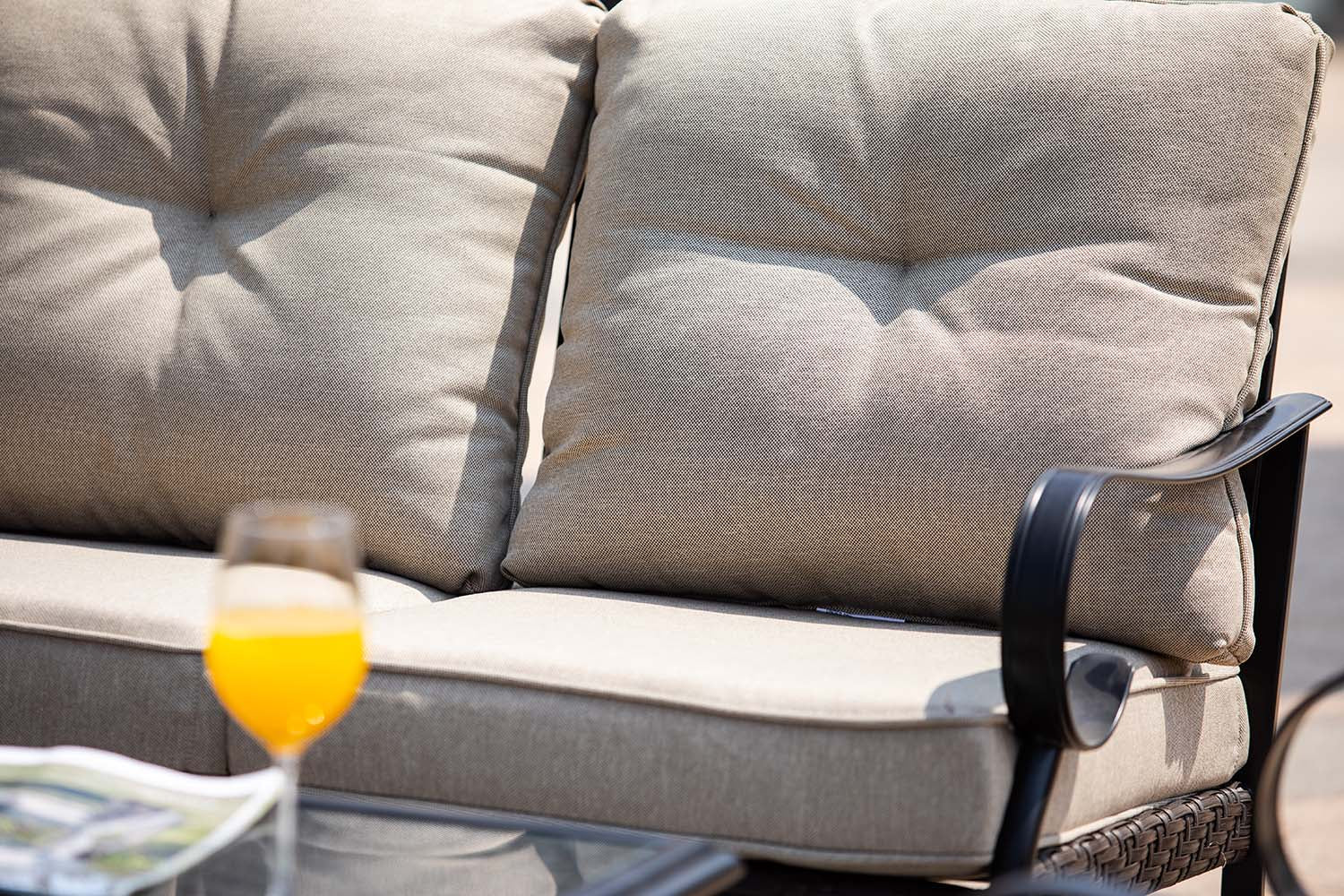 69" Beige Polyester Blend Settee With Black Legs-Sofas-DECOROLALA