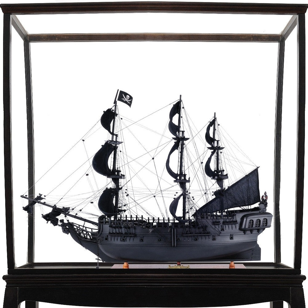 69" Black Solid Wood Hand Painted Black Pearl Pirate Floor Display Model Boat-Sculptures-DECOROLALA