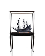 69" Black Solid Wood Hand Painted Black Pearl Pirate Floor Display Model Boat-Sculptures-DECOROLALA