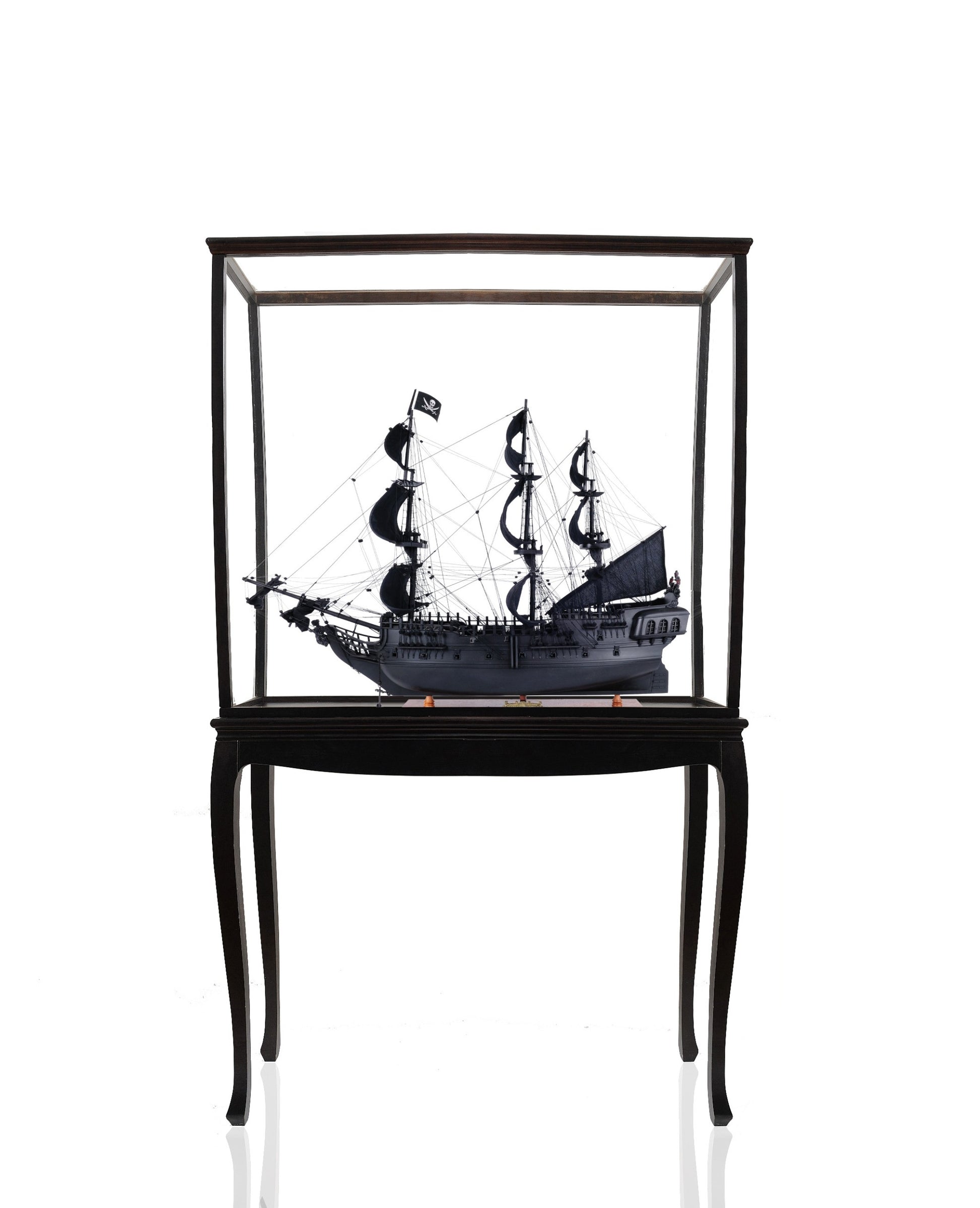 69" Black Solid Wood Hand Painted Black Pearl Pirate Floor Display Model Boat-Sculptures-DECOROLALA