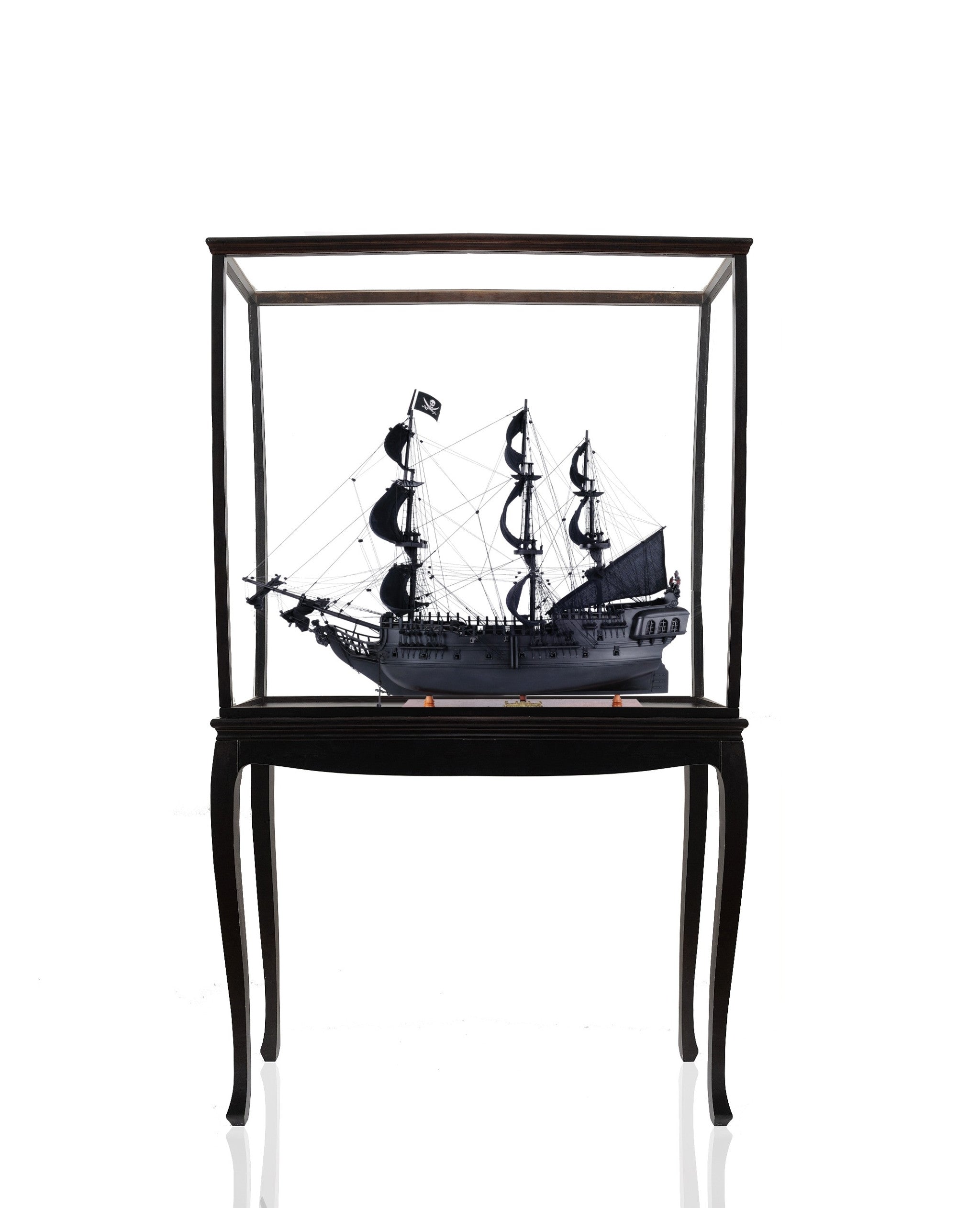 69" Black Solid Wood Hand Painted Black Pearl Pirate Floor Display Model Boat-Sculptures-DECOROLALA