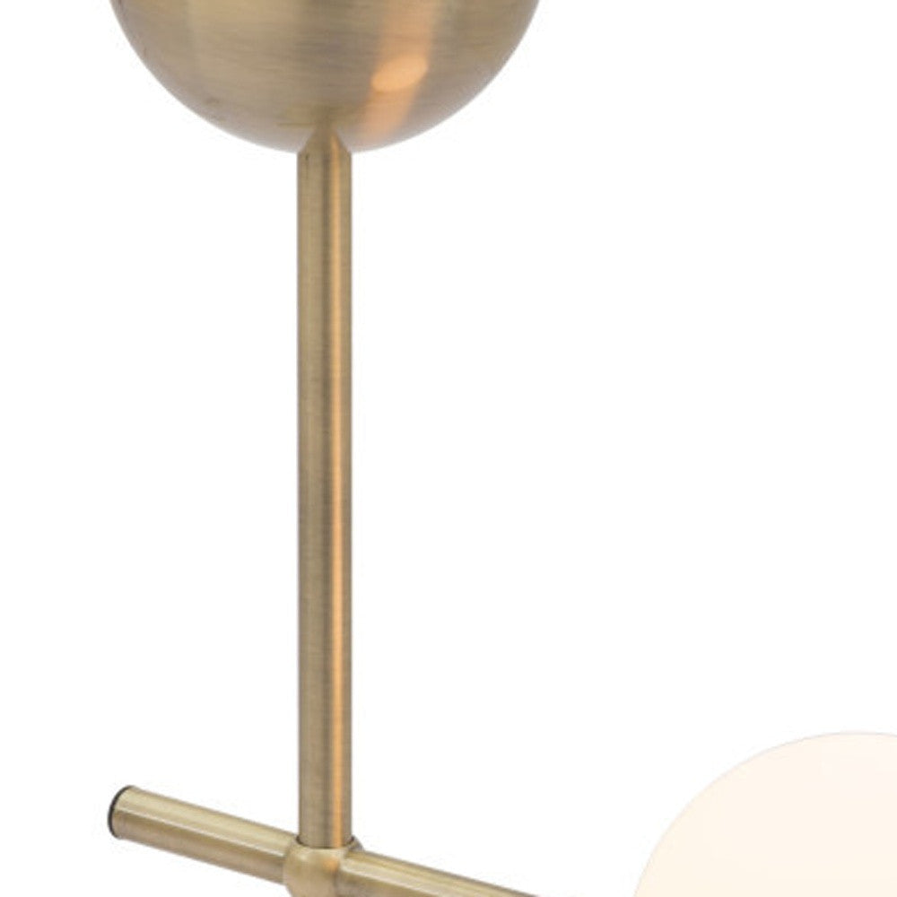 69" Brass Metal Bedside Table Lamp With Off White Globe Shade-Table Lamps-DECOROLALA