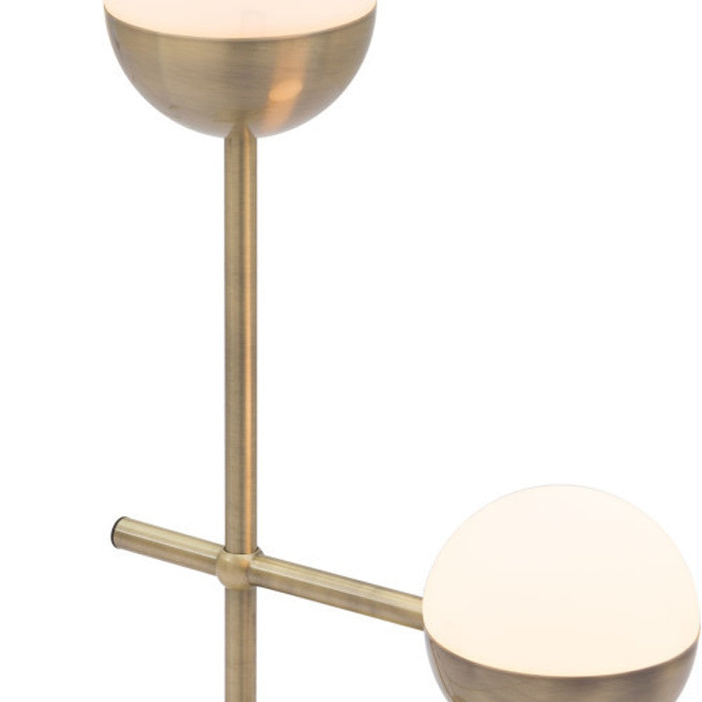 69" Brass Metal Bedside Table Lamp With Off White Globe Shade-Table Lamps-DECOROLALA
