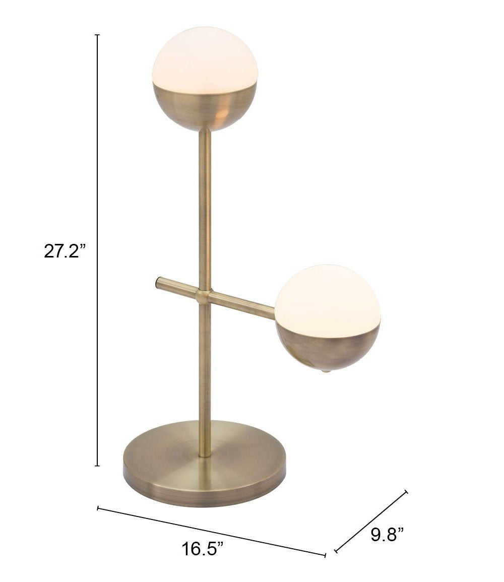 69" Brass Metal Bedside Table Lamp With Off White Globe Shade-Table Lamps-DECOROLALA