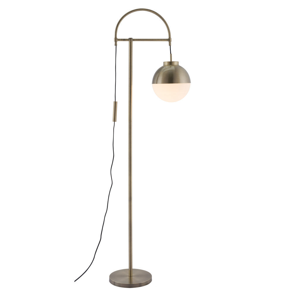 69" Bronze Steel Floor Lamp With Bronze Steel Globe Shade-Floor Lamps-DECOROLALA