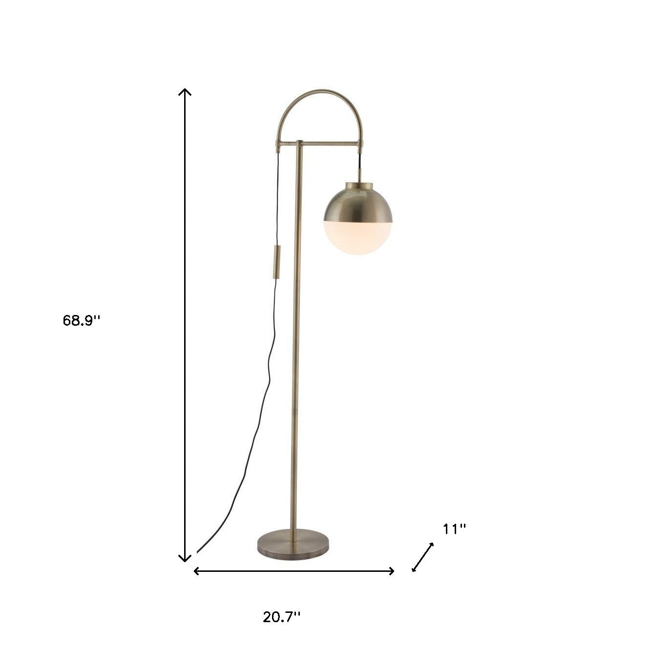 69" Bronze Steel Floor Lamp With Bronze Steel Globe Shade-Floor Lamps-DECOROLALA