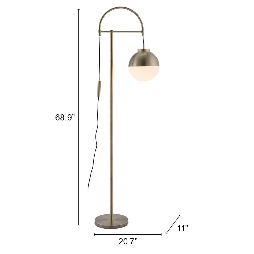 69" Bronze Steel Floor Lamp With Bronze Steel Globe Shade-Floor Lamps-DECOROLALA