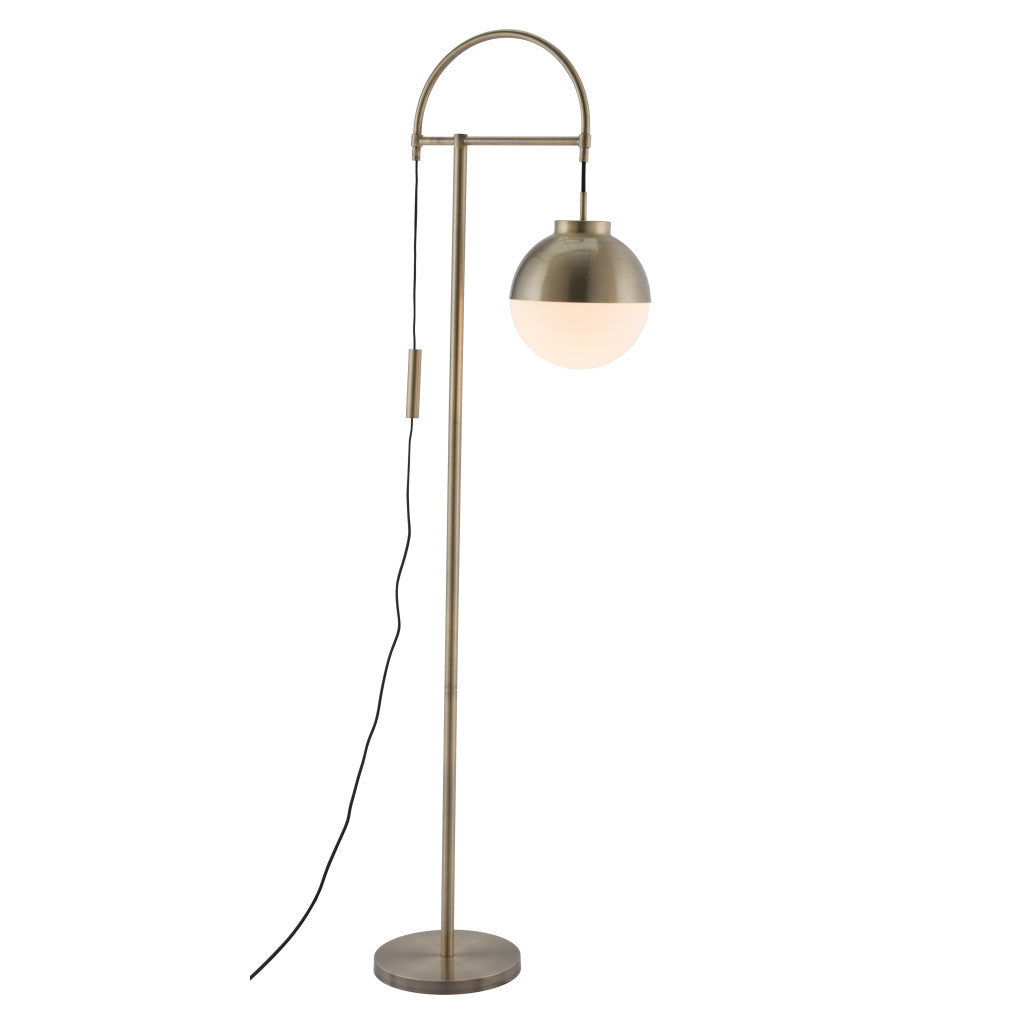 69" Bronze Steel Floor Lamp With Bronze Steel Globe Shade-Floor Lamps-DECOROLALA