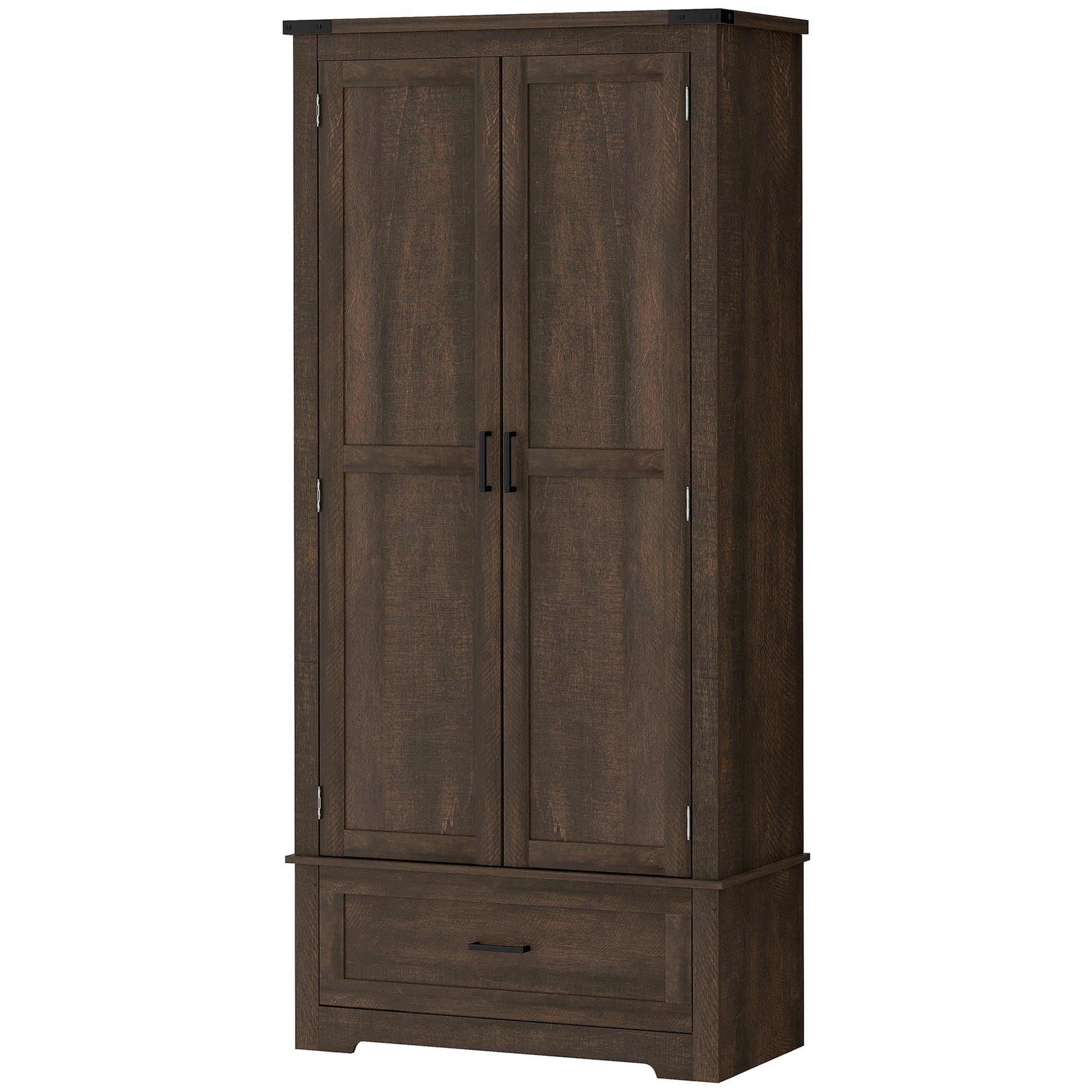 69" Farmhouse Kitchen Pantry Cabinet Dark Brown-DECOROLALA