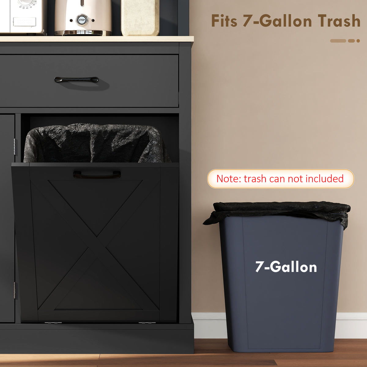 69" Kitchen Pantry Cabinet with Charging Station - Black-Home Furnishings > Storage & Organization > Kitchen Pantry Cabinets-DECOROLALA