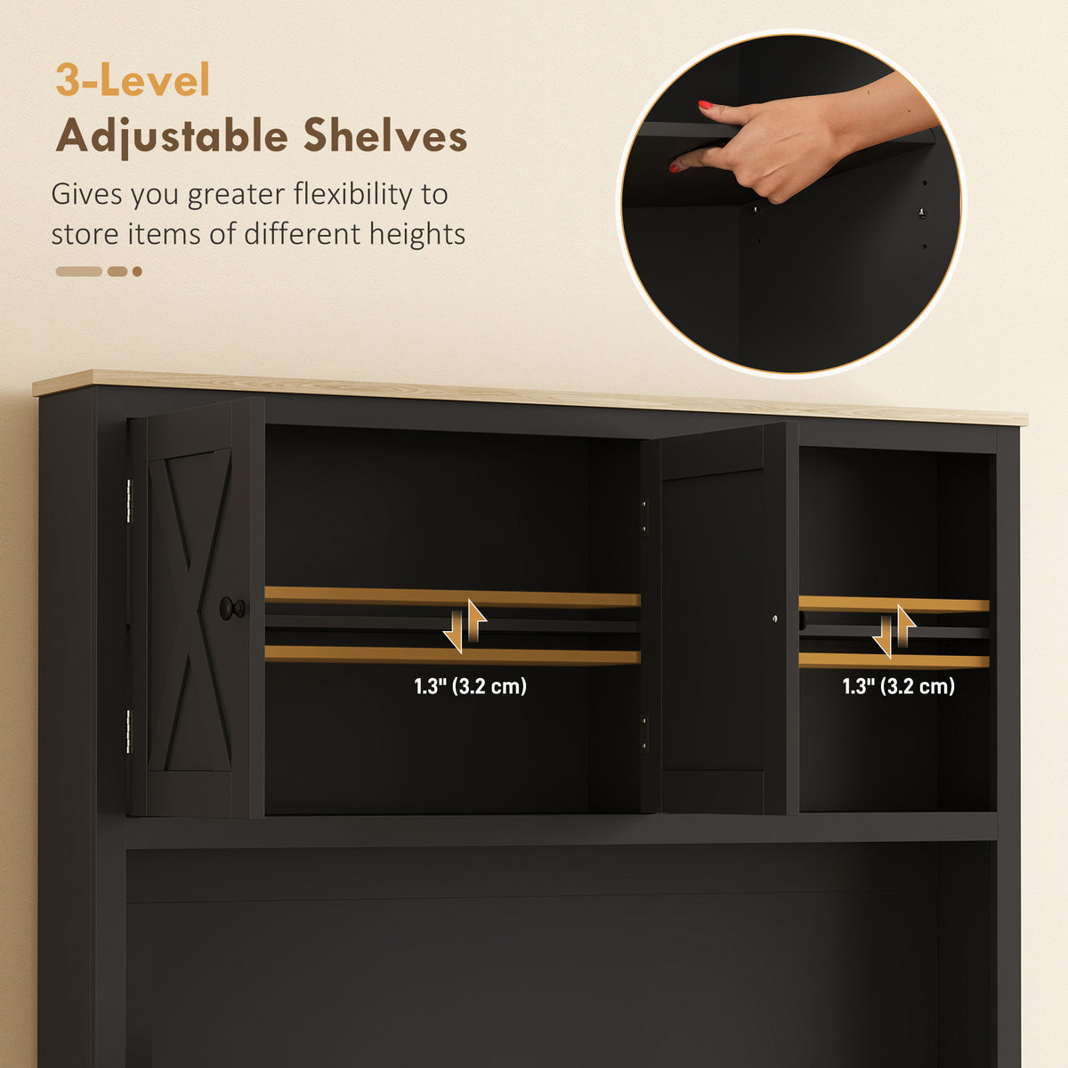 69" Kitchen Pantry Cabinet with Power Outlets - Black-Home Furnishings > Storage & Organization > Kitchen Pantry Cabinets-DECOROLALA