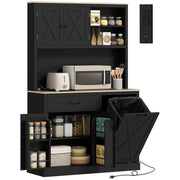 69" Kitchen Pantry Cabinet with Power Outlets - Black-Home Furnishings > Storage & Organization > Kitchen Pantry Cabinets-DECOROLALA