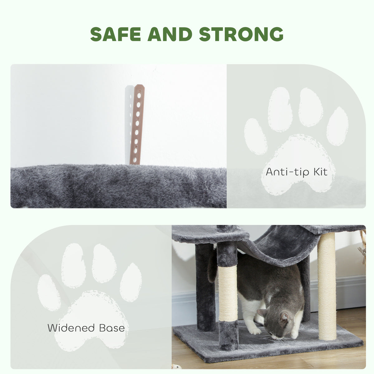 69" Multi-Level Cat Tree Tower with 2 Condos - Dark Grey-Cats-DECOROLALA