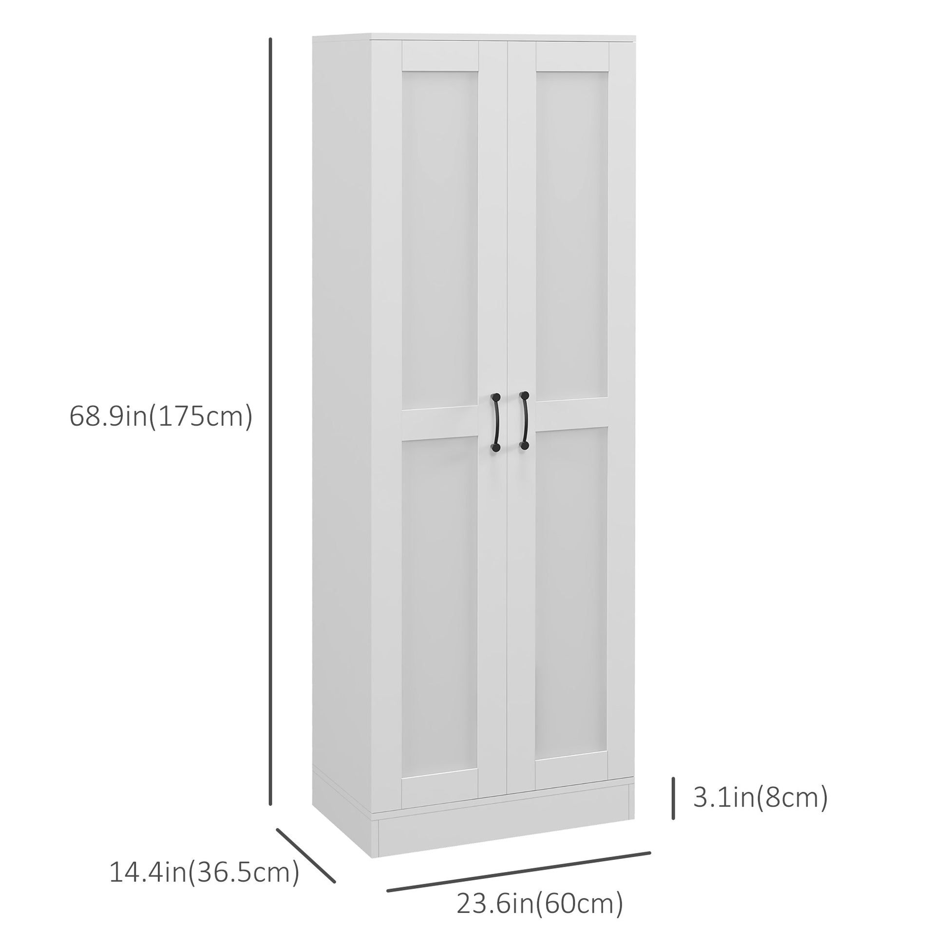 69" Pantry Cabinet with Storage, Kitchen Pantry Storage Cabinet with Soft Close Doors and Adjustable Shelves, White-DECOROLALA